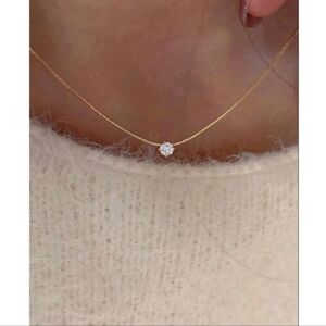 NEW! Anthropologie Delicate Diamond Solitaire Dainty Chain Gold Necklace